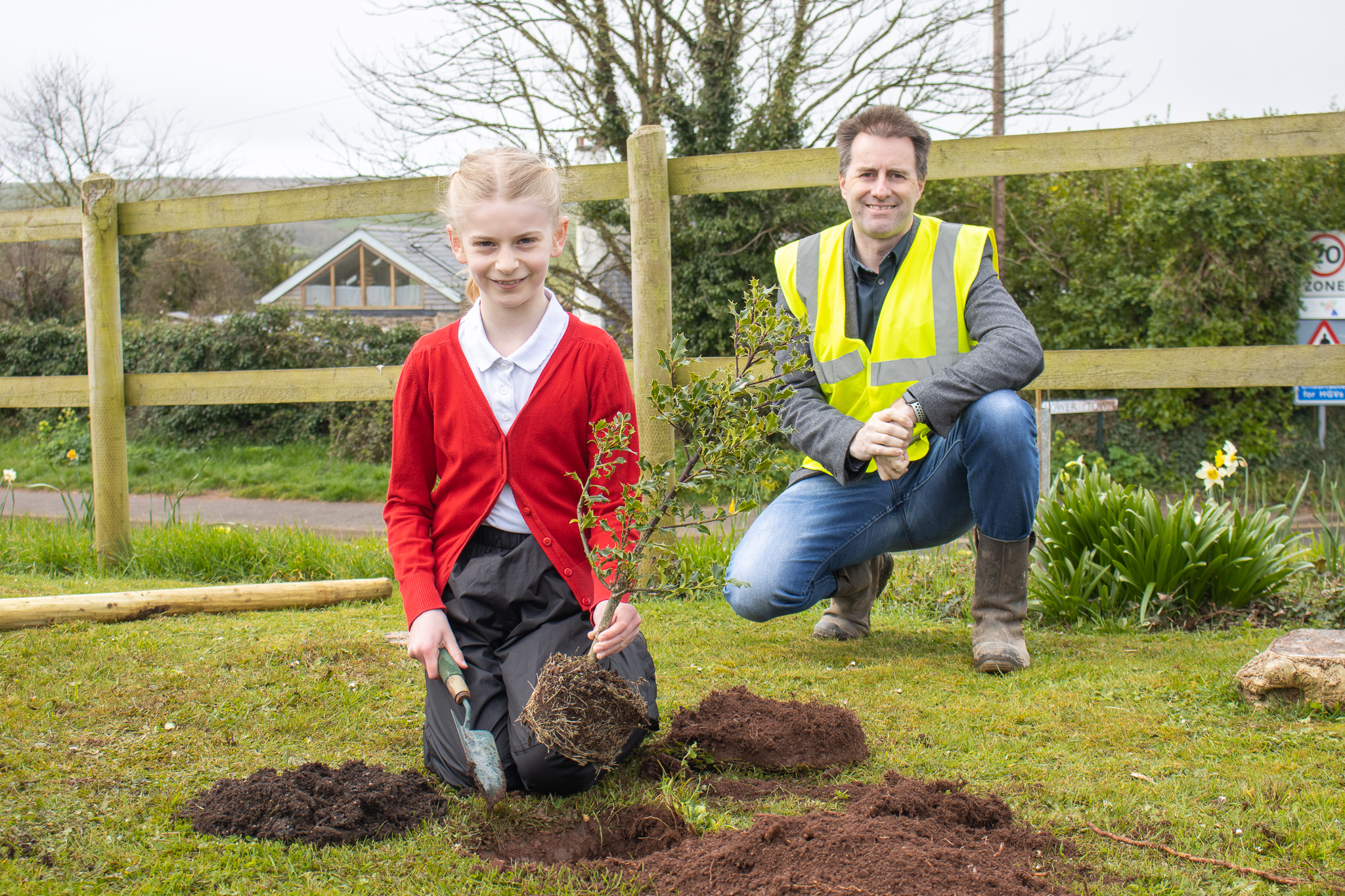 Pupils’ green fingers put to the test with tree planting at village hall in Malborough